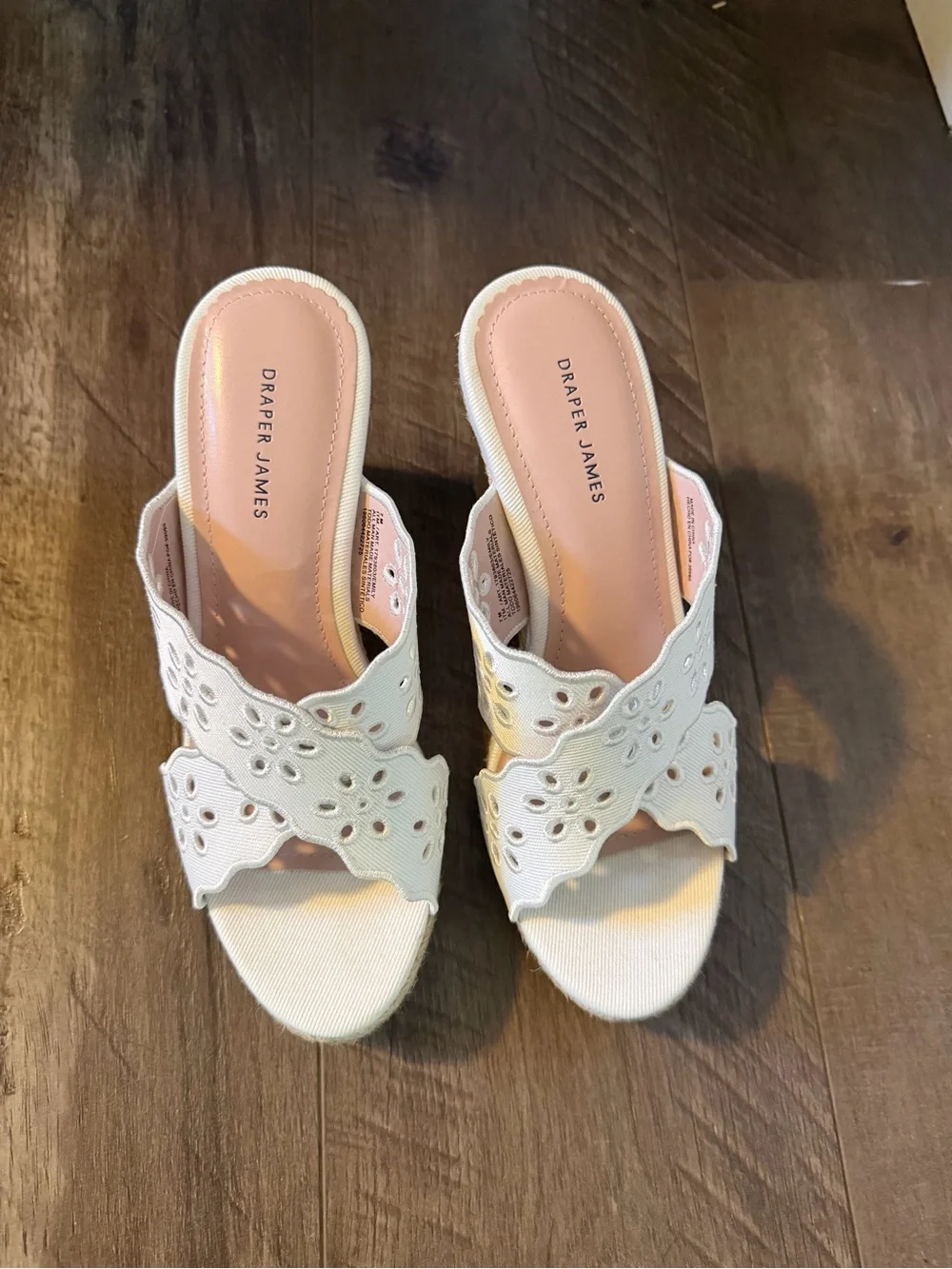 Draper James White Eyelet Scallop Slide Mules